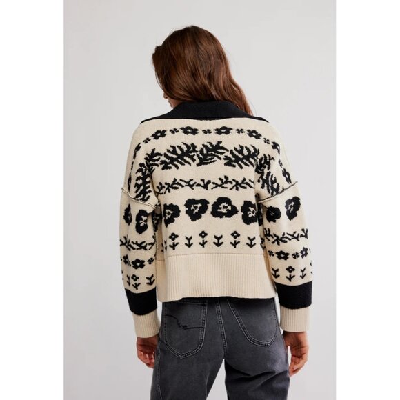 Free People Shelby Cardigan Womens S Boho Cozy Winter Cottagecore Preppy Floral - Picture 2 of 8